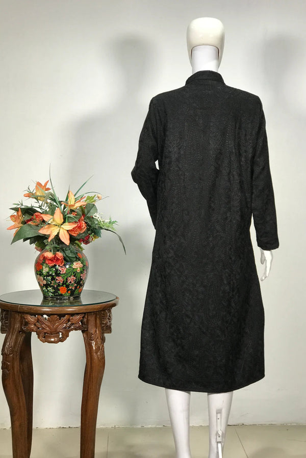 Black Kashmiri Self Jamawar Embroidered Coat
