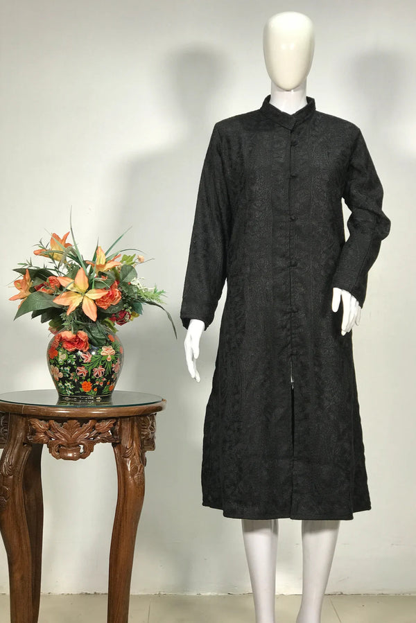 Black Kashmiri Self Jamawar Embroidered Coat