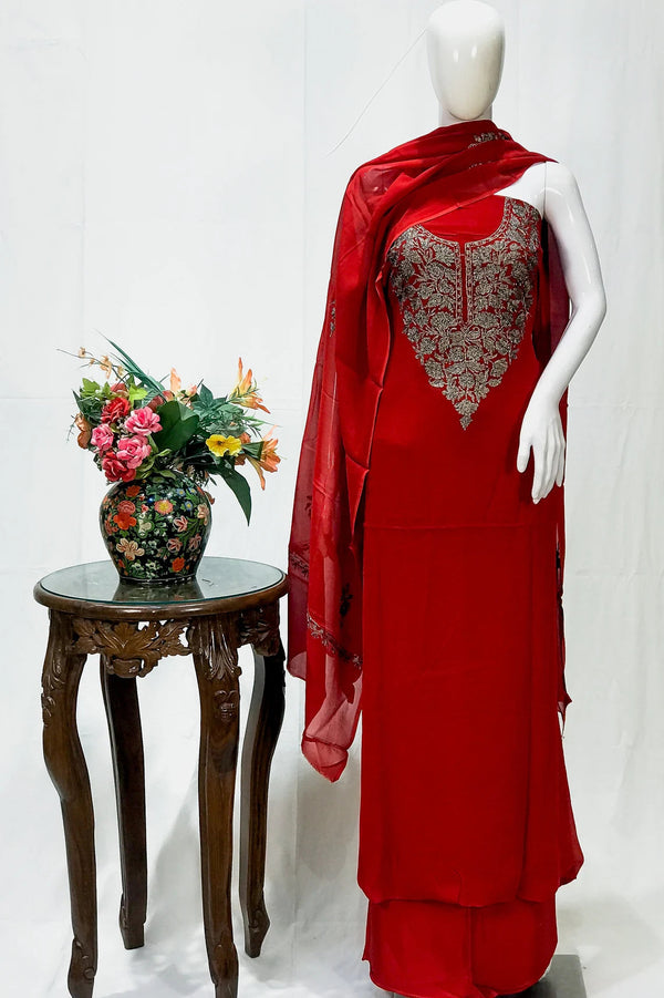 Traje salwar de Cachemira con bordado de hilo zari