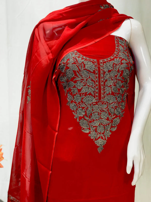Traje salwar de Cachemira con bordado de hilo zari
