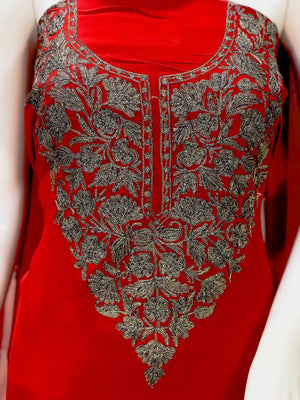 Traje salwar de Cachemira con bordado de hilo zari