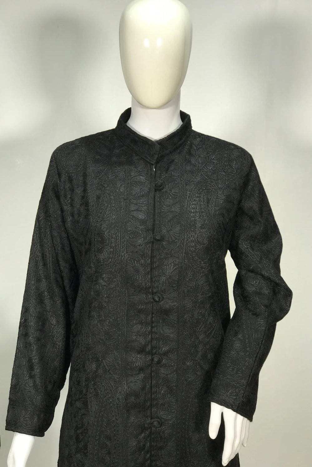 Black Kashmiri Self Jamawar Embroidered Coat