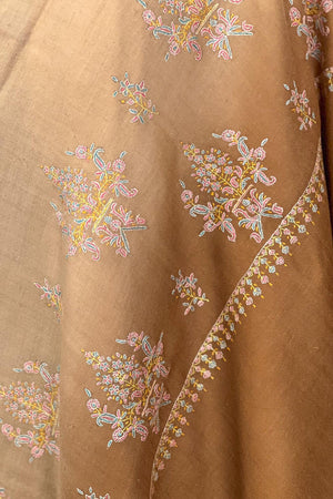 Ombre Brown Pashmina Shawl with Sozni Work
