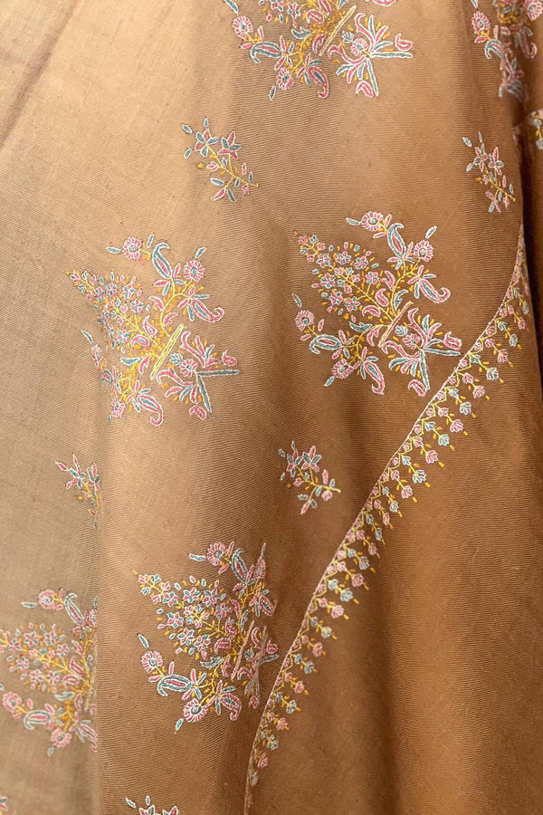 Ombre Brown Pashmina Shawl with Sozni Work