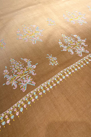 Ombre Brown Pashmina Shawl with Sozni Work