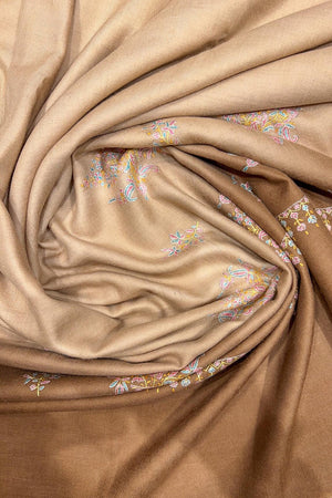 Ombre Brown Pashmina Shawl with Sozni Work