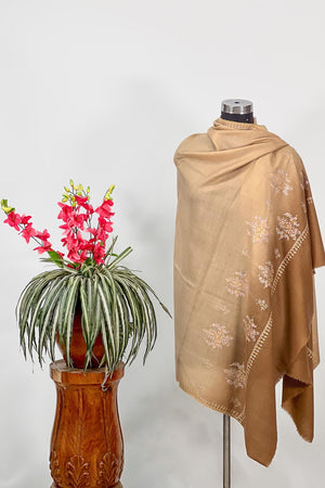 Ombre Brown Pashmina Shawl with Sozni Work