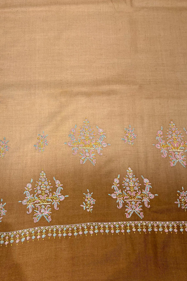 Ombre Brown Pashmina Shawl with Sozni Work