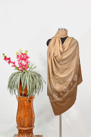 Ombre Brown Pashmina Shawl with Sozni Work