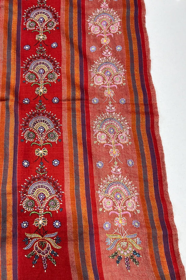 Stripes Pure Pashmina Shawl Sozni Hand Work
