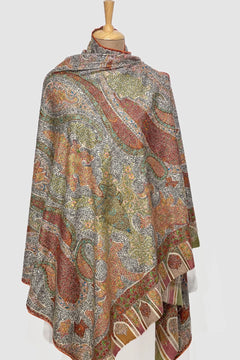 Multi-Color Hand Kalamkari  Embroidery Pure Pashmina Shawl