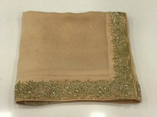 Georgette Summer Cape with Hand Kardana Work - Ombre Beige