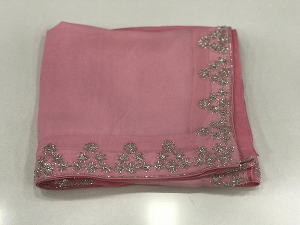 Georgette Summer Cape with Hand Kardana Work: Ombre Pink