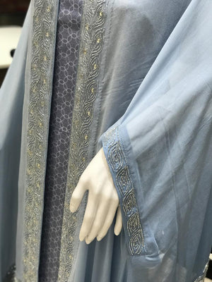 Georgette Summer Cape with Hand Kardana Work - Ombre Blue