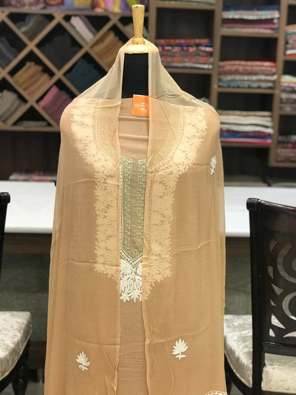 Aari Tilla fusion Neck Embroidered Suit