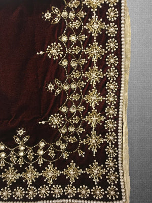 Velvet Orni with Hand Cut Dana and Pearl Work