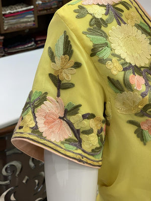 Yellow Suit with Pastel Floral Aari Embroidery