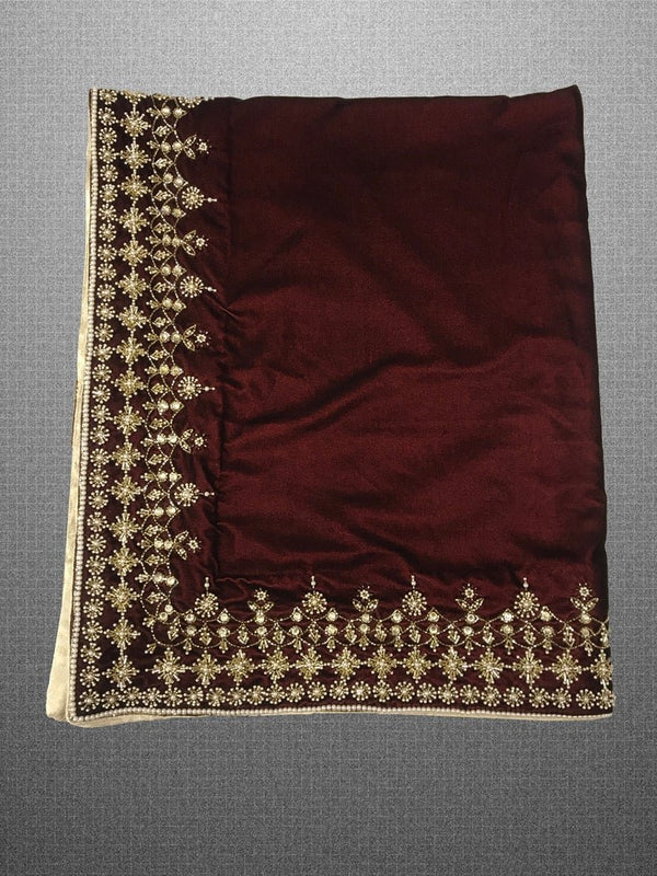 Velvet Orni with Hand Cut Dana and Pearl Work
