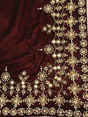 Velvet Orni with Hand Cut Dana and Pearl Work