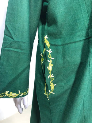 Bottle Green Woollen Phiran with Aari Embroidery