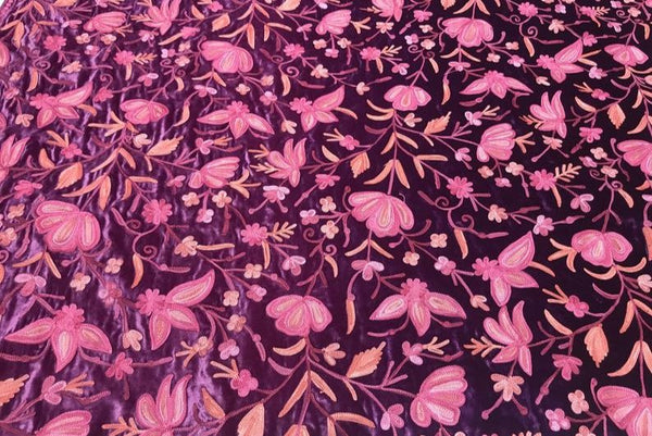 Floral pattern with pink flowers on a dark purple background