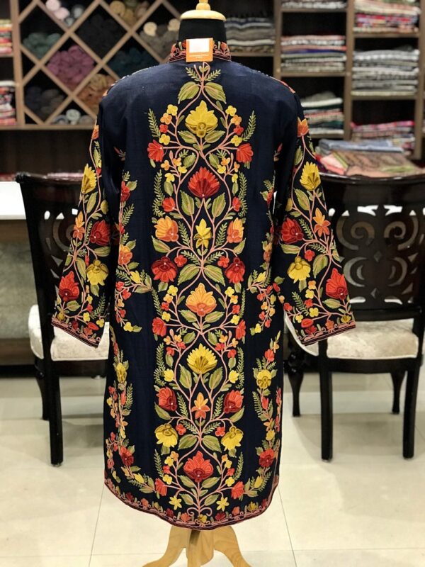 Kashmiri Embroidered Silk Jackets, Blue Kashmiri Coats | Angad Creations