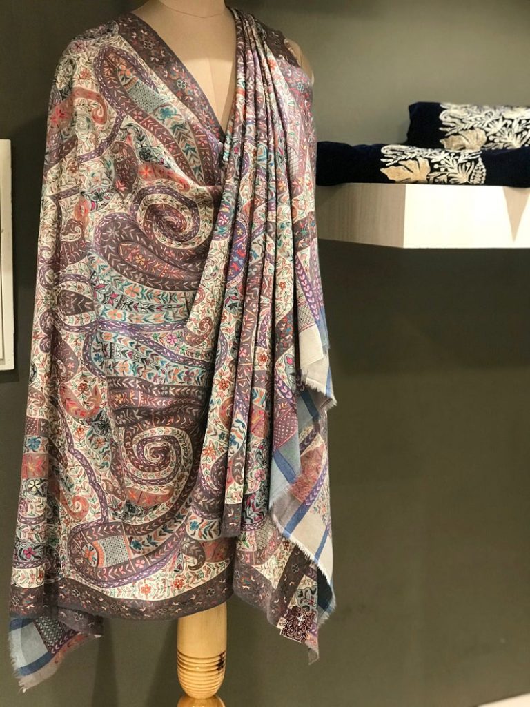 Pure Pashmina Kalamkari Shawl With Rich Paisley Design | Angad Creations