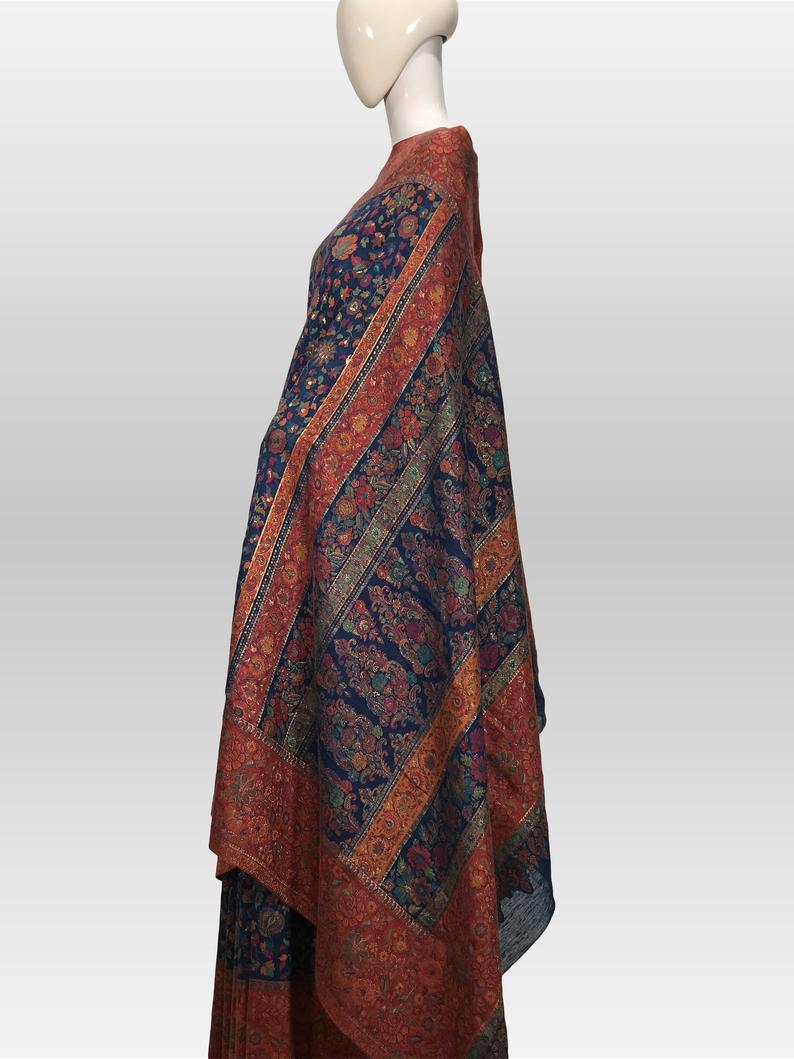 Blue Modal Silk Floral Jaal Kani Weave Saree | Angad Creations