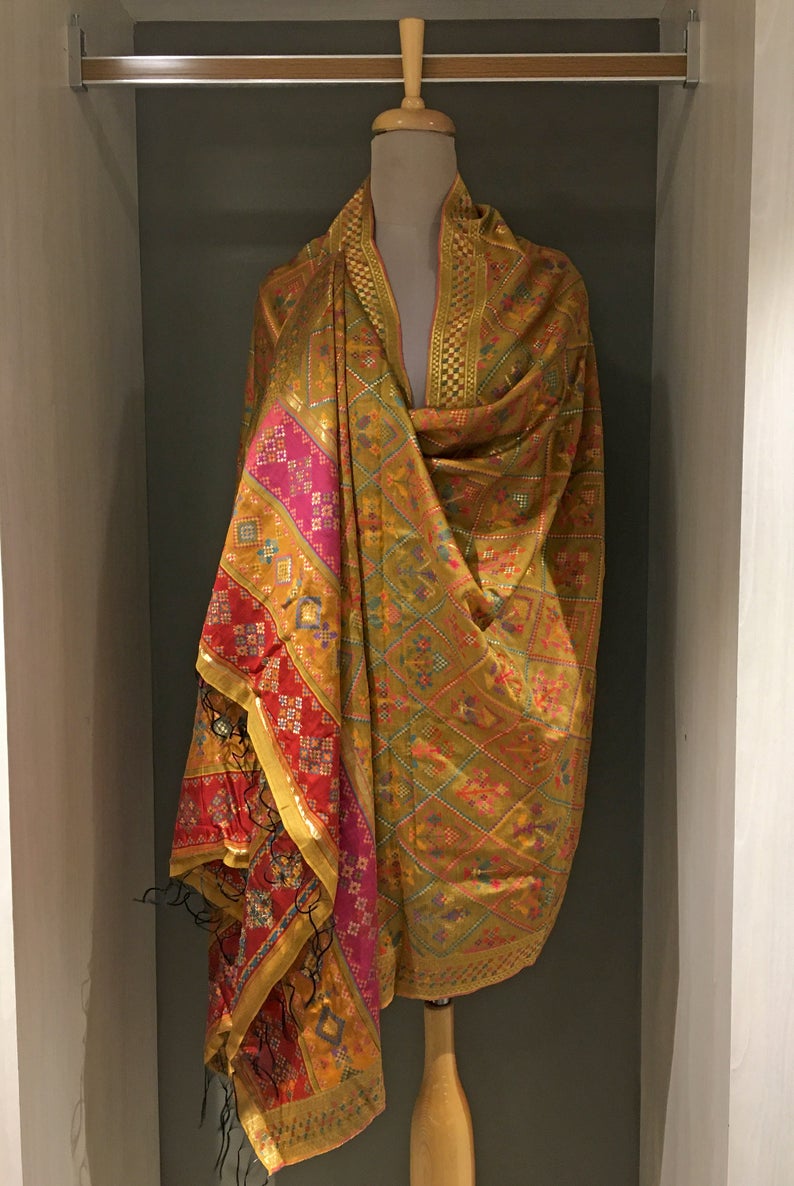Silk Modal Mustard Yellow Kani Dupatta | Angad Creations