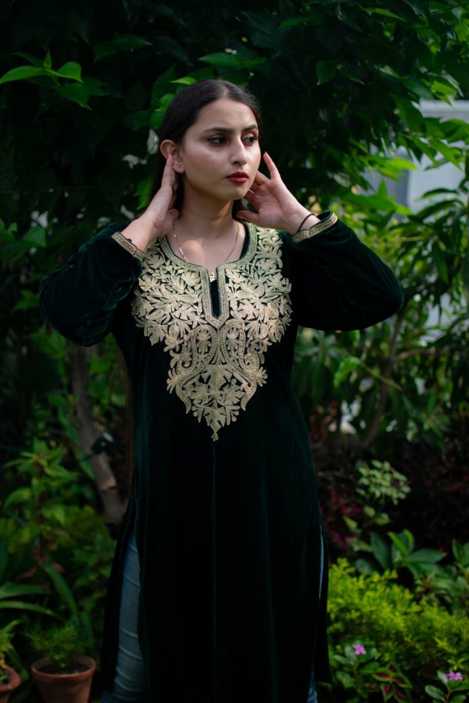 Kashmiri Velvet Tunic with Tilla Embroidery | Angad Creations