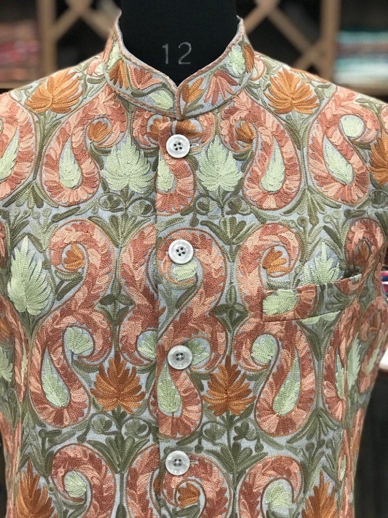 Nehru Jacket with Paisley Jaal Embroidered | Angad Creations