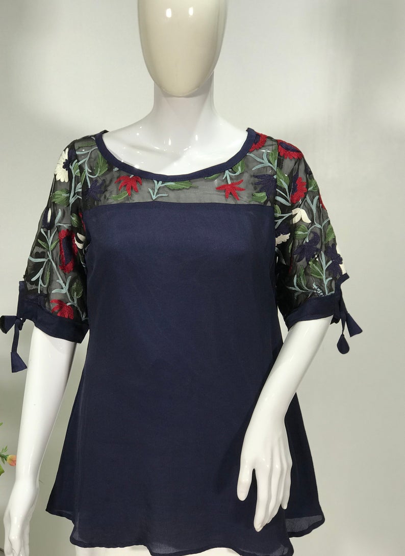 Cotton Top with Multi Colour Thread Embroidery