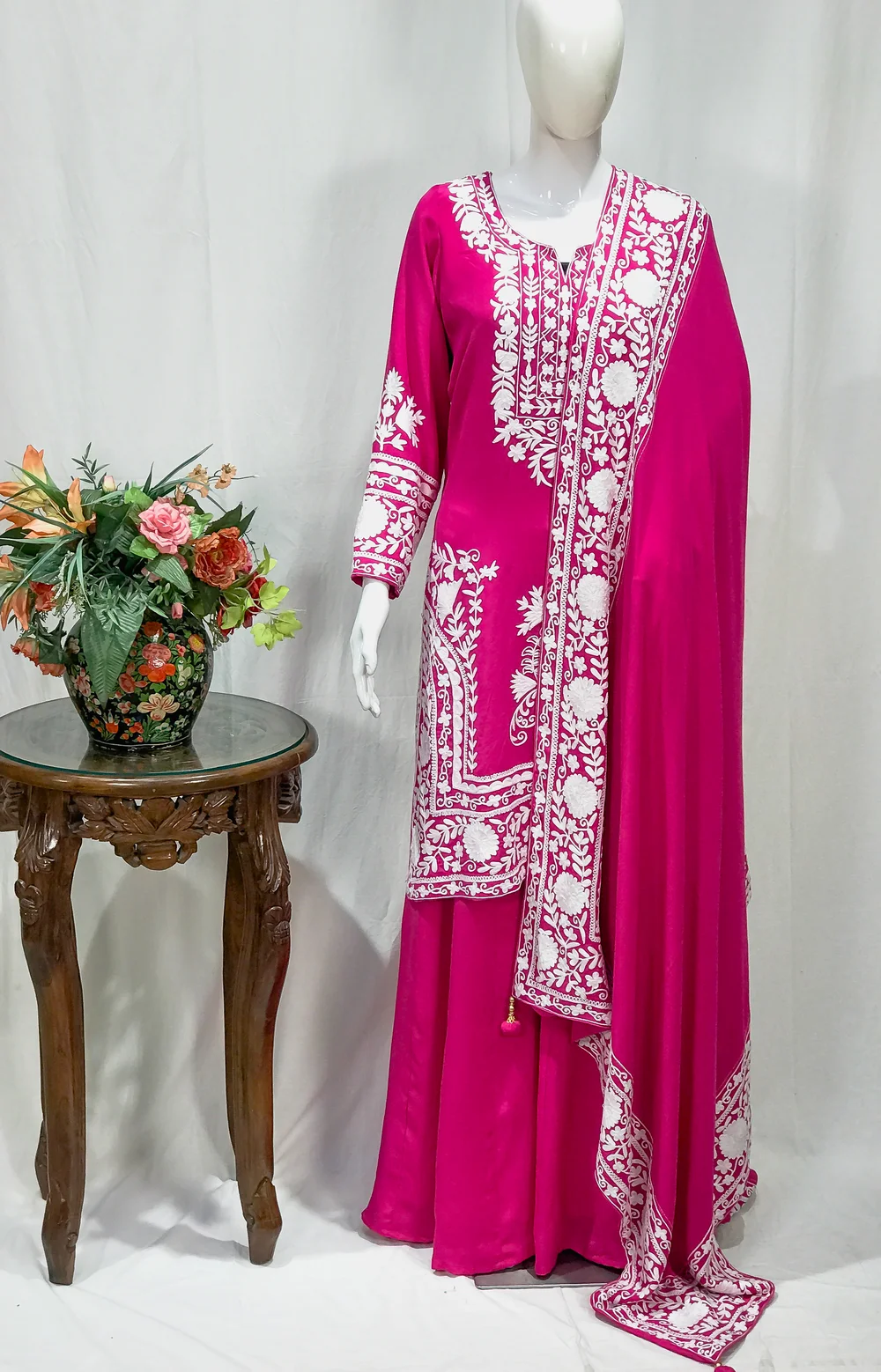 Pink Sharara Suit with Kashmiri Aari Embroidery | Angad Creations