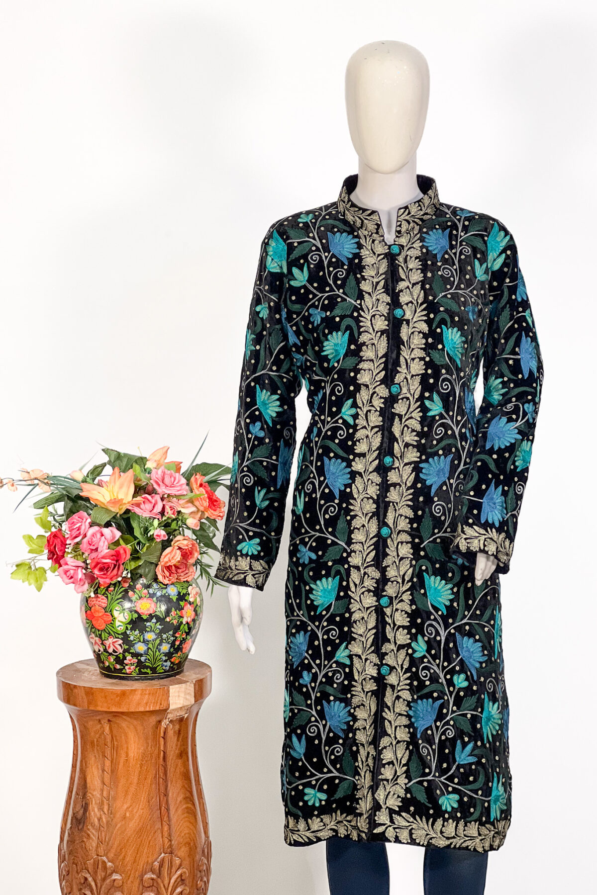 Floral embroidered outlet coat